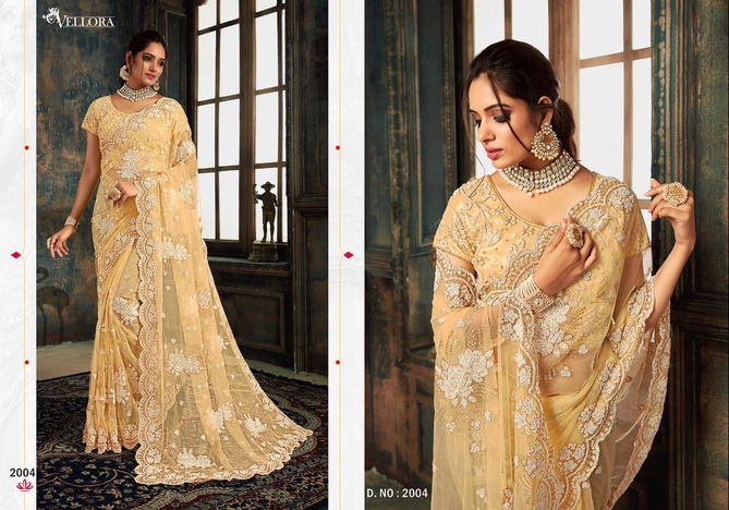 Vellora Vol 10 Soft Net Zarkan Work Designer Wedding Saree